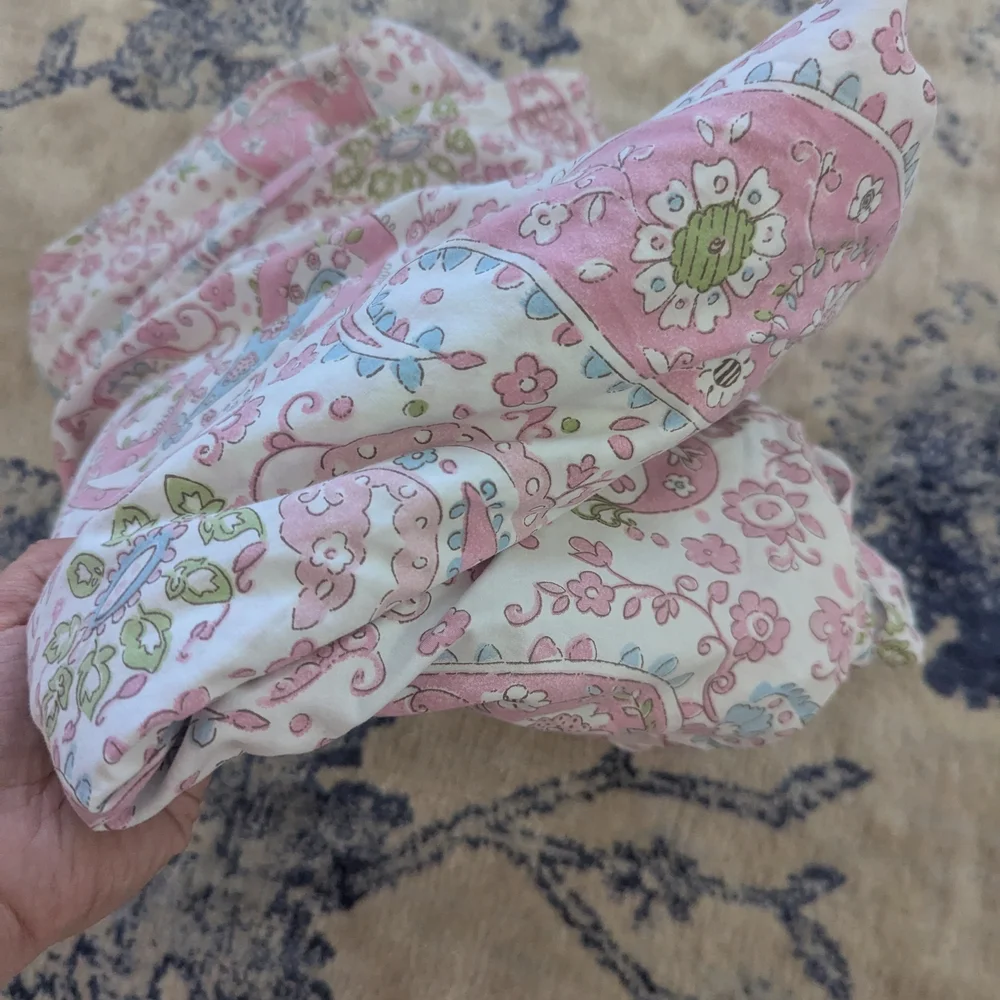 Pottery Barn Kids Duvet Brooklyn Pink and Green Paisley Twin Size